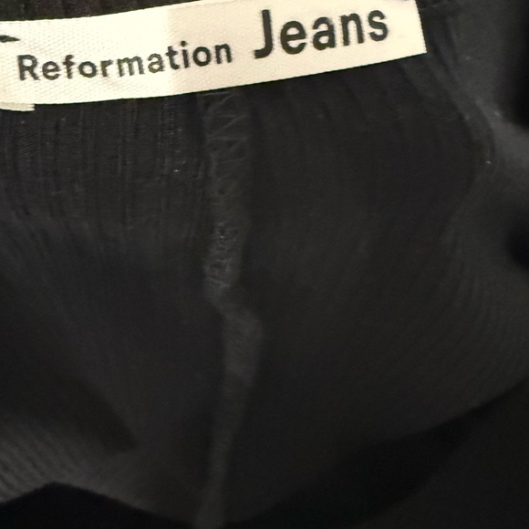 Reformation Jeans Linah Mini Fit and Flare Dress Black Puff Shoulders Small - Picture 3 of 13